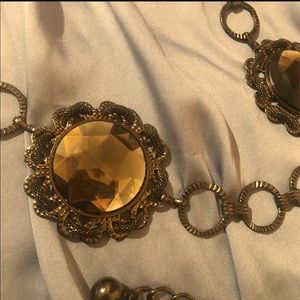 Grey crystal and off grey chain Belt